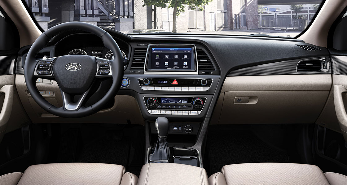 Front view of beige two tone interior